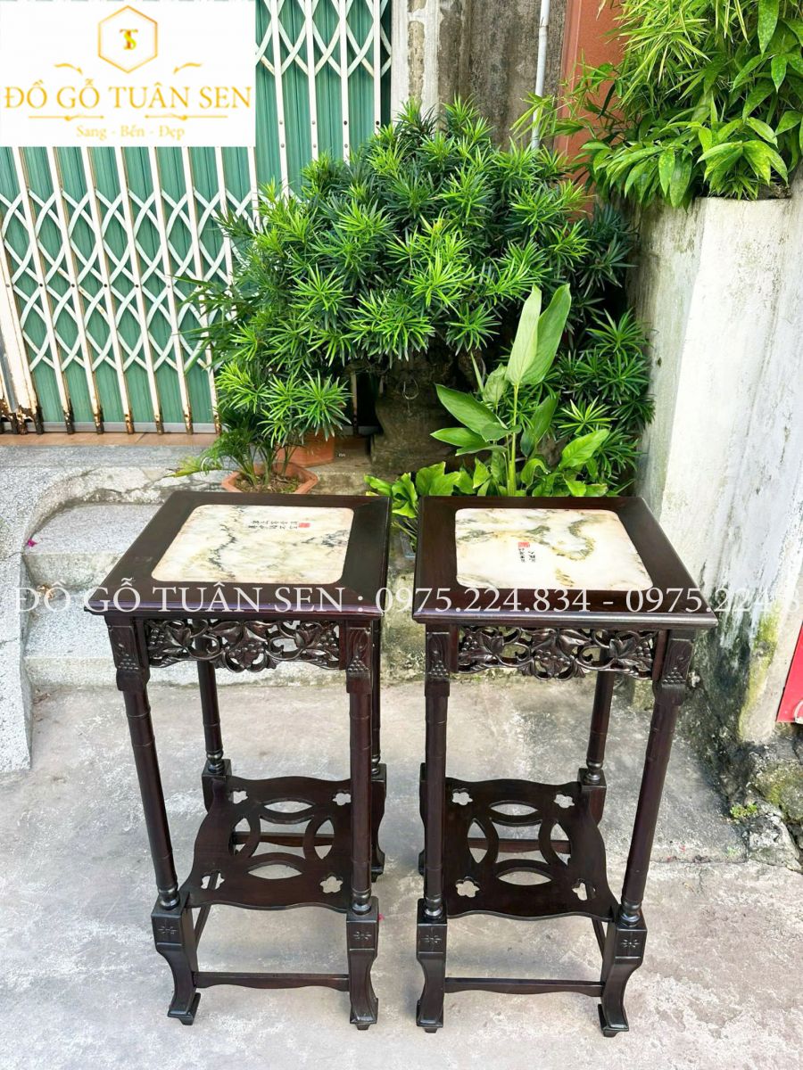 Hình ảnh đôn kệ vuông to cao đục nho 